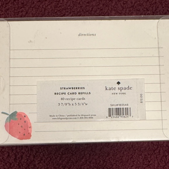 kate spade Cream Recipe Cards with Strawberry Illustration - Picture 3 of 4
